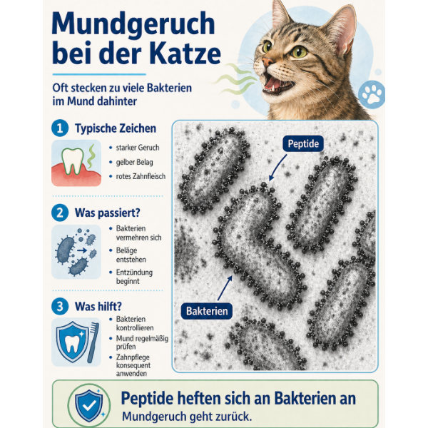 Katze mit Mundgeruch durch Bakterien, Zahnbelag und entzündetes Zahnfleisch im Mund