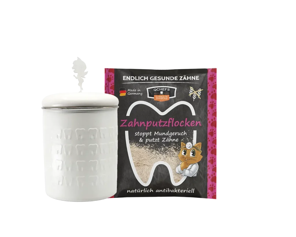 QCHEFS Zahnputzflocken, Packung für die Zahnpflege bei der Katze