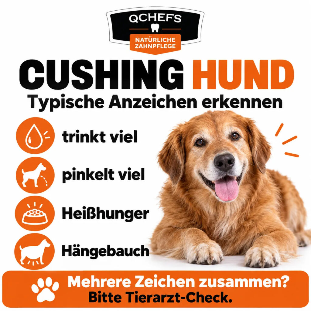 Cushing beim Hund: starker Durst, häufiges Wasserlassen, Heißhunger und Hängebauch