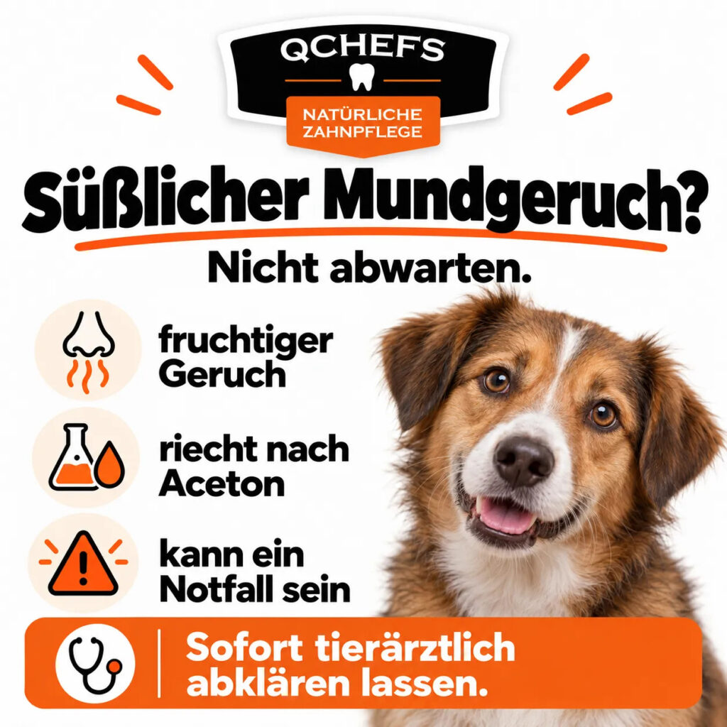 Süßlich-fruchtiger Mundgeruch beim Hund kann ein Warnzeichen für Diabetes und Ketoazidose sein